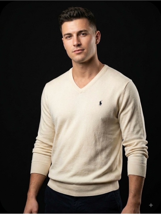 Polo Ralph Lauren Other - Polo by Ralph Lauren Cream V-Neck Sweater with Navy Pony